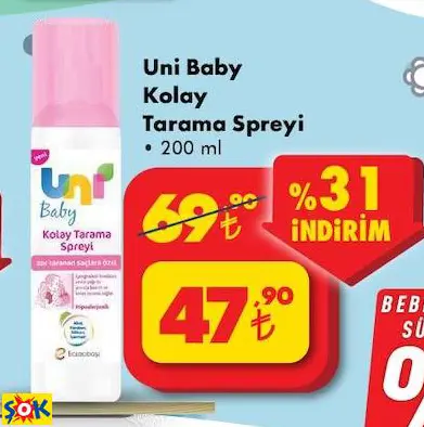 UNİ BABY KOLAY TARAMA SPREYİ UNİ BABY KOLAY TARAMA SPREYİ
